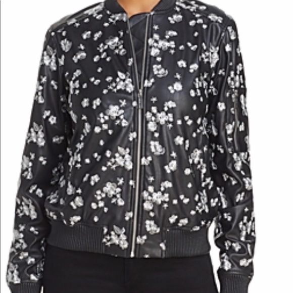 michael kors floral embroidered bomber jacket